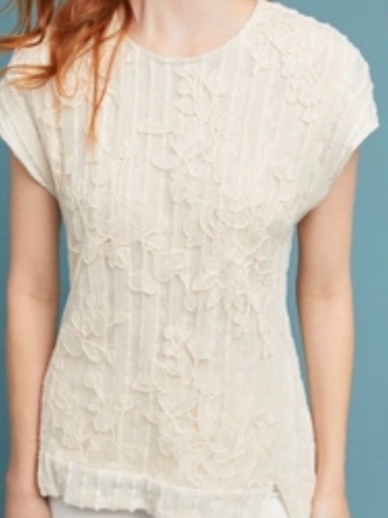 Eva Franco Tops - Eva Franco Ischia Cream Floral Lace Cap Sleeve Blouse by Anthropology Size M